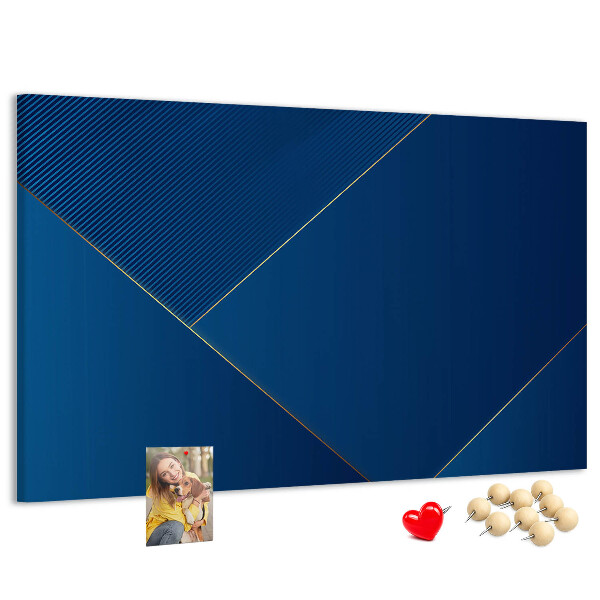Bacheca in sughero con eleganti motivi geometrici nelle tonalità del blu