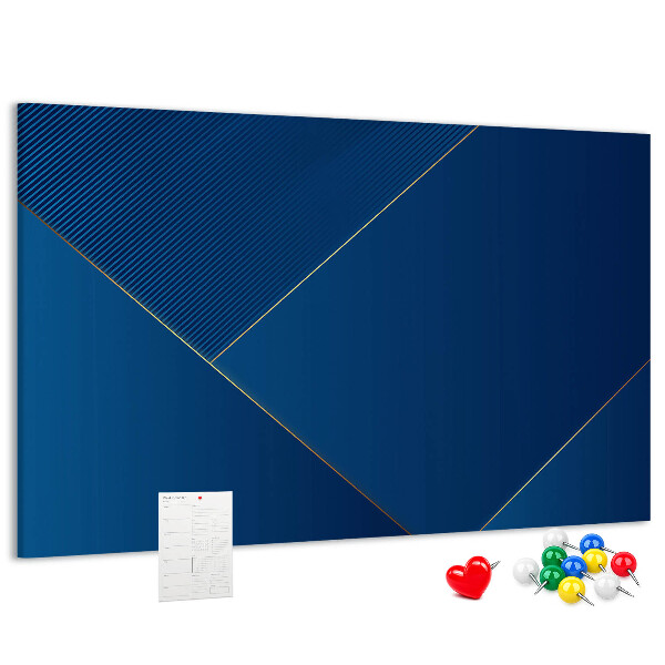 Bacheca in sughero con eleganti motivi geometrici nelle tonalità del blu
