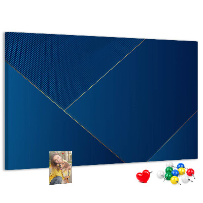 Bacheca in sughero con eleganti motivi geometrici nelle tonalità del blu
