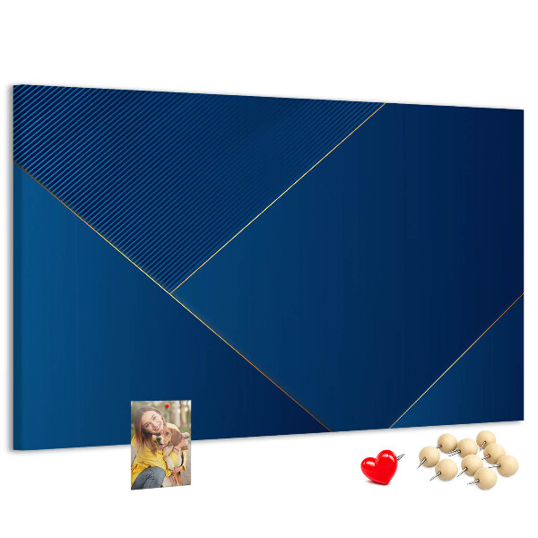 Bacheca in sughero con eleganti motivi geometrici nelle tonalità del blu