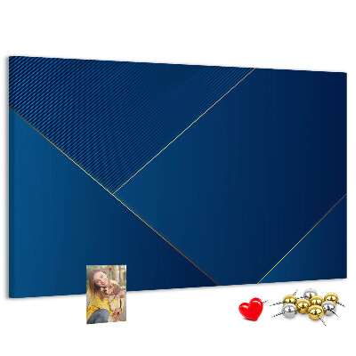 Bacheca in sughero con eleganti motivi geometrici nelle tonalità del blu