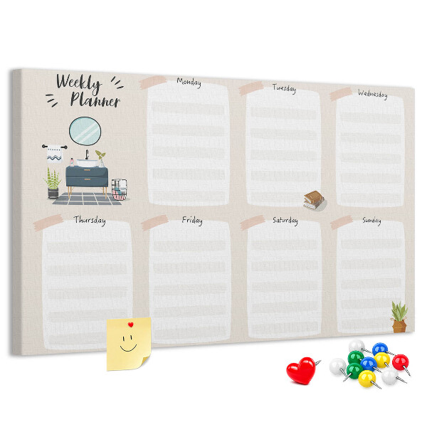 Bacheca in sughero agenda settimanale dal design minimalista