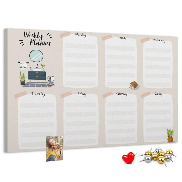 Bacheca in sughero agenda settimanale dal design minimalista