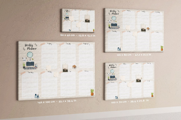 Bacheca in sughero agenda settimanale dal design minimalista