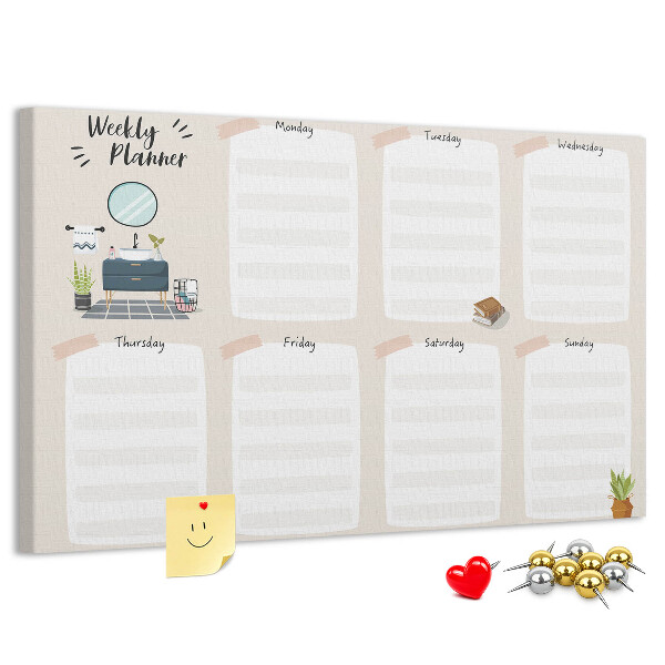 Bacheca in sughero agenda settimanale dal design minimalista