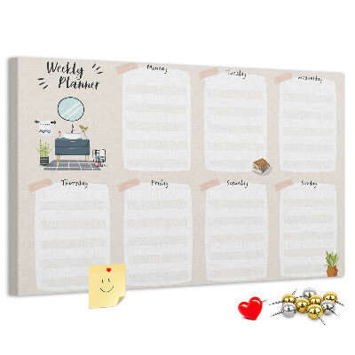 Bacheca in sughero agenda settimanale dal design minimalista