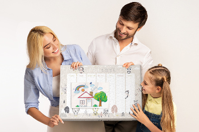 Lavagna di sughero con decorazione agenda settimanale e animali del bosco