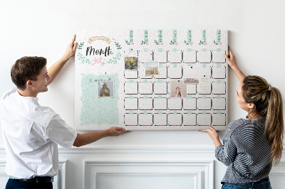 Bacheca in sughero calendario mensile con spazio per appunti