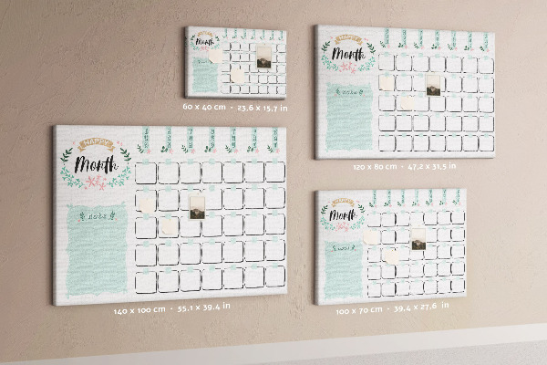 Bacheca in sughero calendario mensile con spazio per appunti