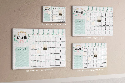 Bacheca in sughero calendario mensile con spazio per appunti