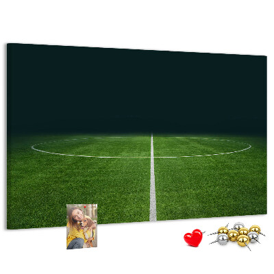 Bacheca in sughero con stampa grafica di campo da calcio e manto erboso