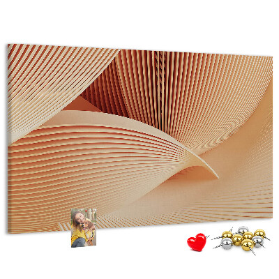 Bacheca in sughero con stampa di onde in delicate sfumature di beige