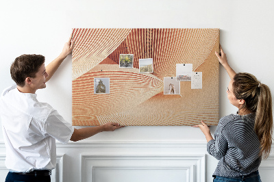 Bacheca in sughero con stampa di onde in delicate sfumature di beige