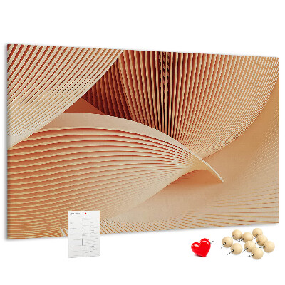 Bacheca in sughero con stampa di onde in delicate sfumature di beige