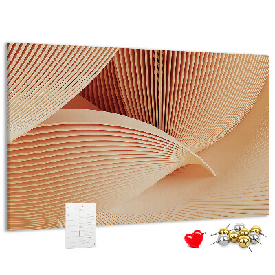Bacheca in sughero con stampa di onde in delicate sfumature di beige
