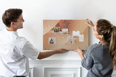 Bacheca in sughero con stampa di onde in delicate sfumature di beige