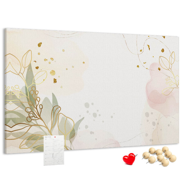 Lavagna di sughero con fiori delicati su sfondo pastello