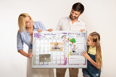 Bacheca in sughero calendario mensile con stampa di piante tropicali