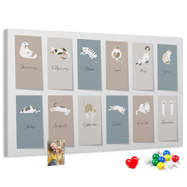 Lavagna di sughero calendario con illustrazioni di animali domestici