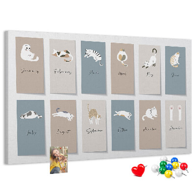 Lavagna di sughero calendario con illustrazioni di animali domestici