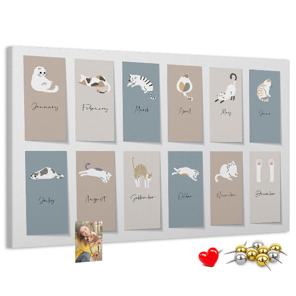 Lavagna di sughero calendario con illustrazioni di animali domestici