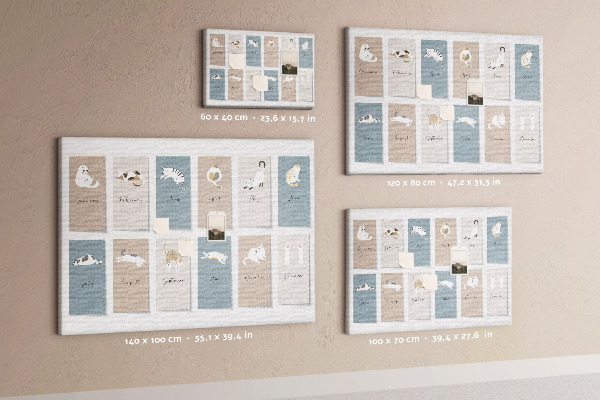 Lavagna di sughero calendario con illustrazioni di animali domestici
