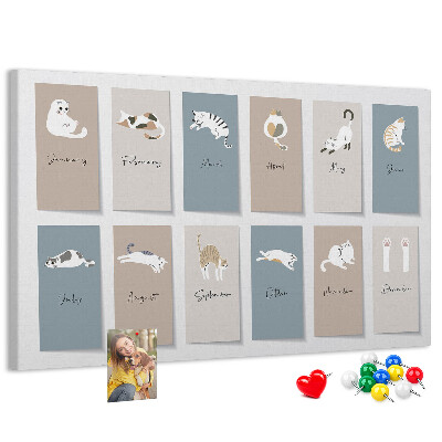 Lavagna di sughero calendario con illustrazioni di animali domestici