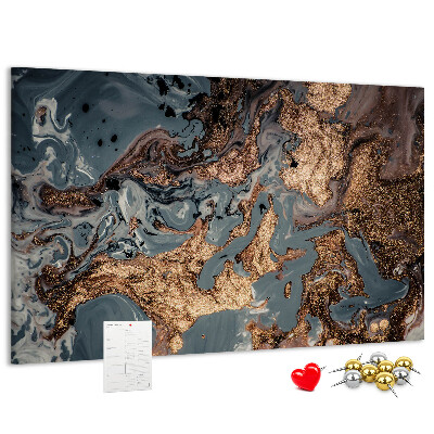 Lavagna di sughero con elegante motivo nei toni dell'oro e del blu