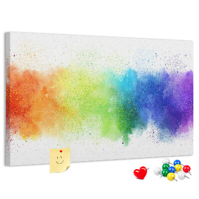 Bacheca in sughero con design arcobaleno dai colori vivaci