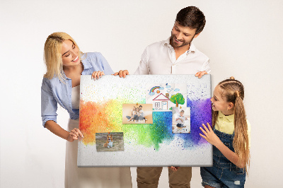Bacheca in sughero con design arcobaleno dai colori vivaci