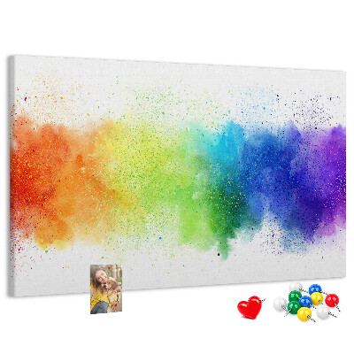 Bacheca in sughero con design arcobaleno dai colori vivaci