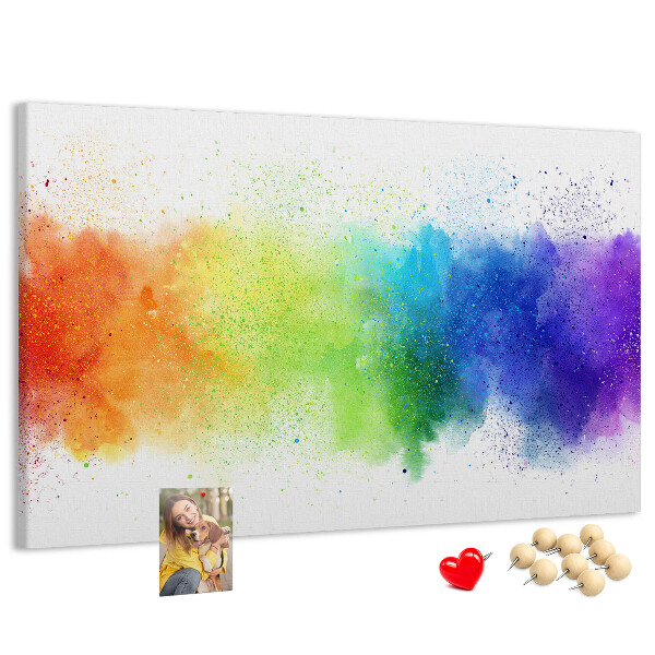 Bacheca in sughero con design arcobaleno dai colori vivaci