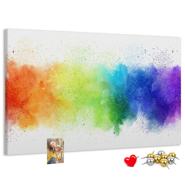Bacheca in sughero con design arcobaleno dai colori vivaci