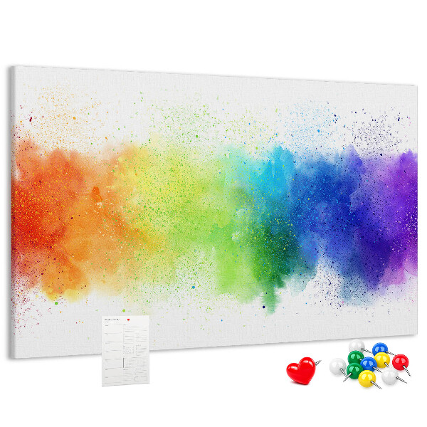 Bacheca in sughero con design arcobaleno dai colori vivaci