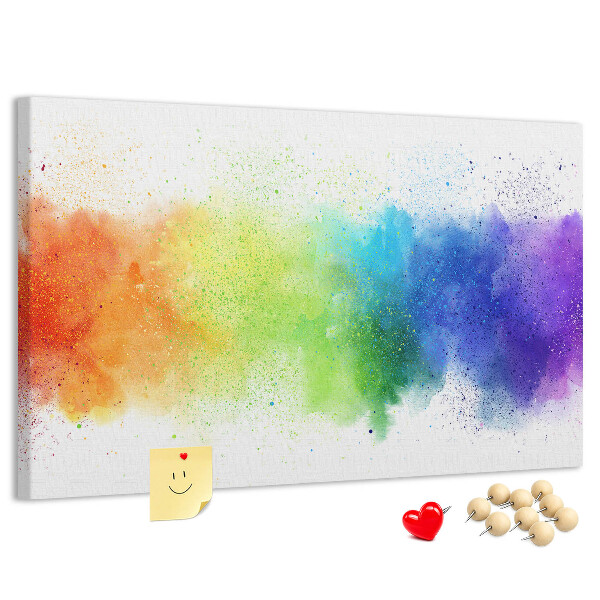 Bacheca in sughero con design arcobaleno dai colori vivaci