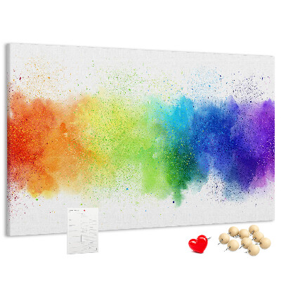Bacheca in sughero con design arcobaleno dai colori vivaci