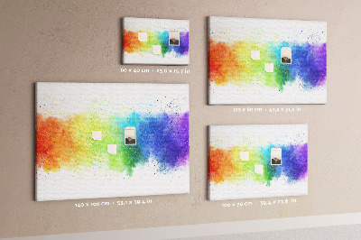 Bacheca in sughero con design arcobaleno dai colori vivaci