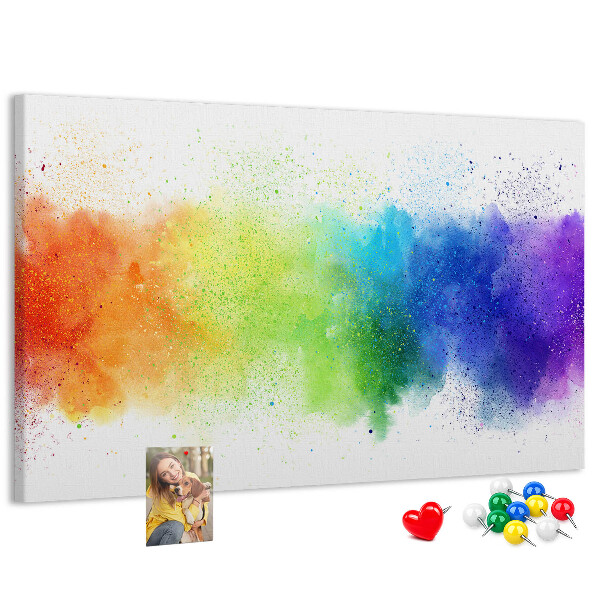 Bacheca in sughero con design arcobaleno dai colori vivaci