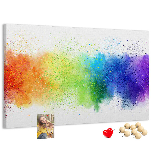 Bacheca in sughero con design arcobaleno dai colori vivaci