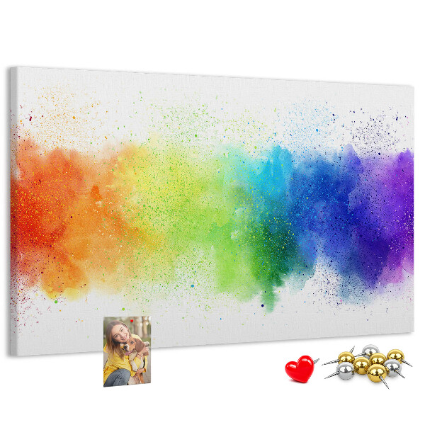 Bacheca in sughero con design arcobaleno dai colori vivaci