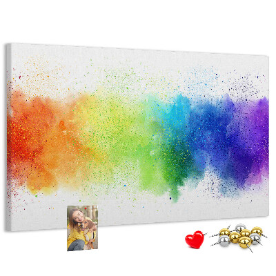 Bacheca in sughero con design arcobaleno dai colori vivaci