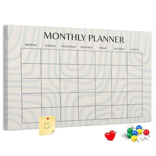 Bacheca in sughero agenda mensile dal design minimalista
