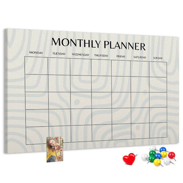 Bacheca in sughero agenda mensile dal design minimalista
