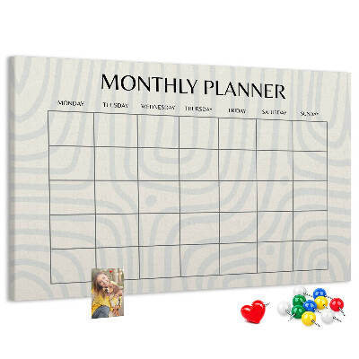Bacheca in sughero agenda mensile dal design minimalista