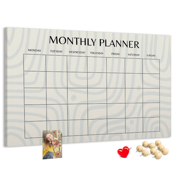 Bacheca in sughero agenda mensile dal design minimalista