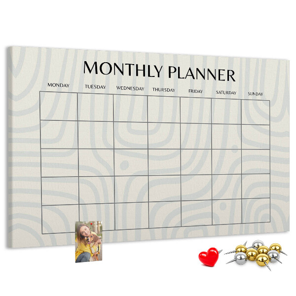 Bacheca in sughero agenda mensile dal design minimalista