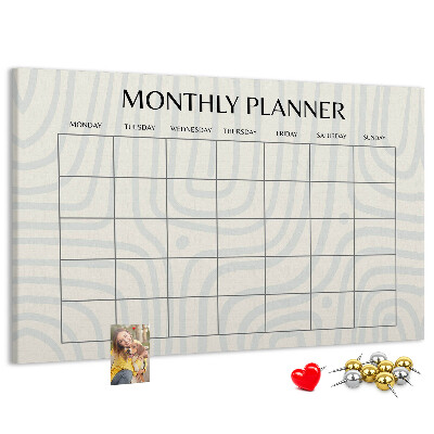 Bacheca in sughero agenda mensile dal design minimalista