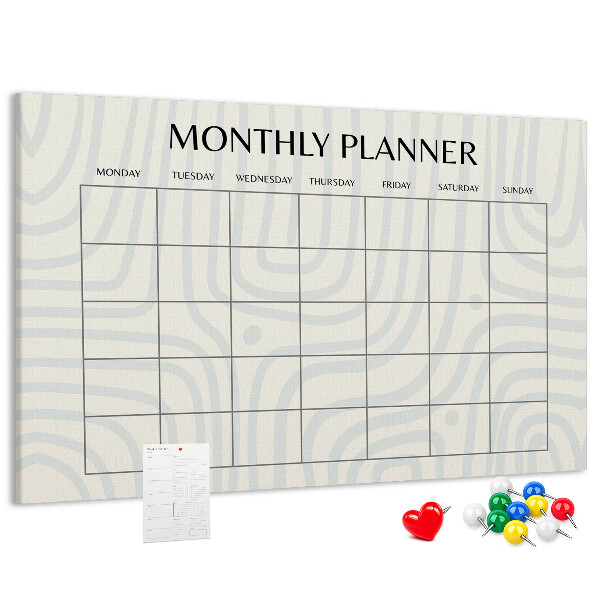 Bacheca in sughero agenda mensile dal design minimalista