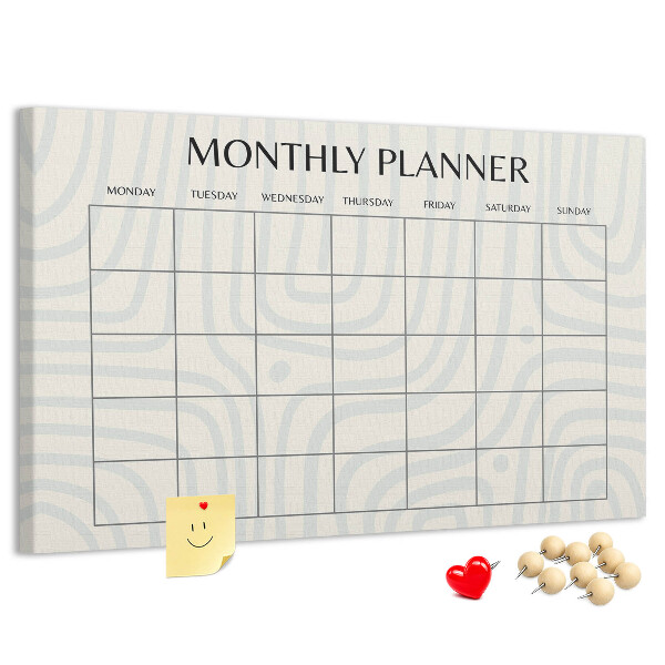 Bacheca in sughero agenda mensile dal design minimalista