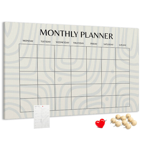 Bacheca in sughero agenda mensile dal design minimalista